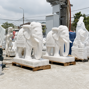 Tượng Voi bằng đá cẩm thạch trắng tự nhiên - Kích Thước 131cm - Biểu Tượng Sức Mạnh Và May Mắn