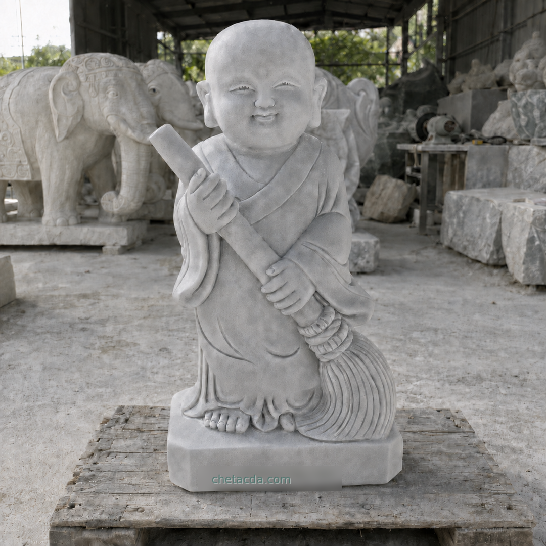 Tượng Chú Tiểu Đứng đá cẩm thạch
