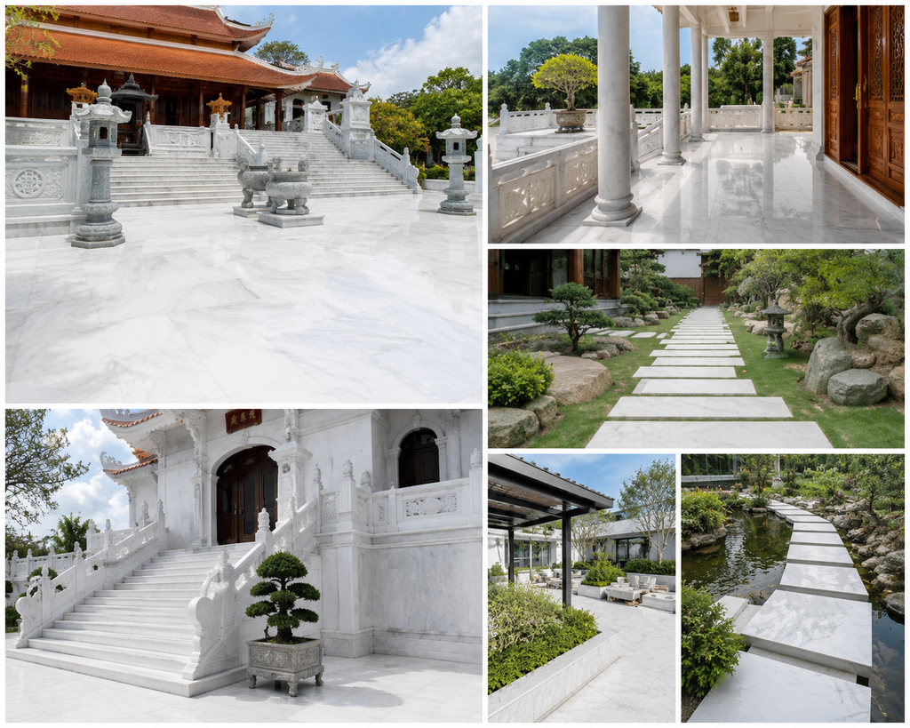Thi Công Ốp Lát Đá Marble Trắng Tự Nhiên – Giải Pháp Sang Trọng, Bền Đẹp Từ Xuân Ngọc Phát