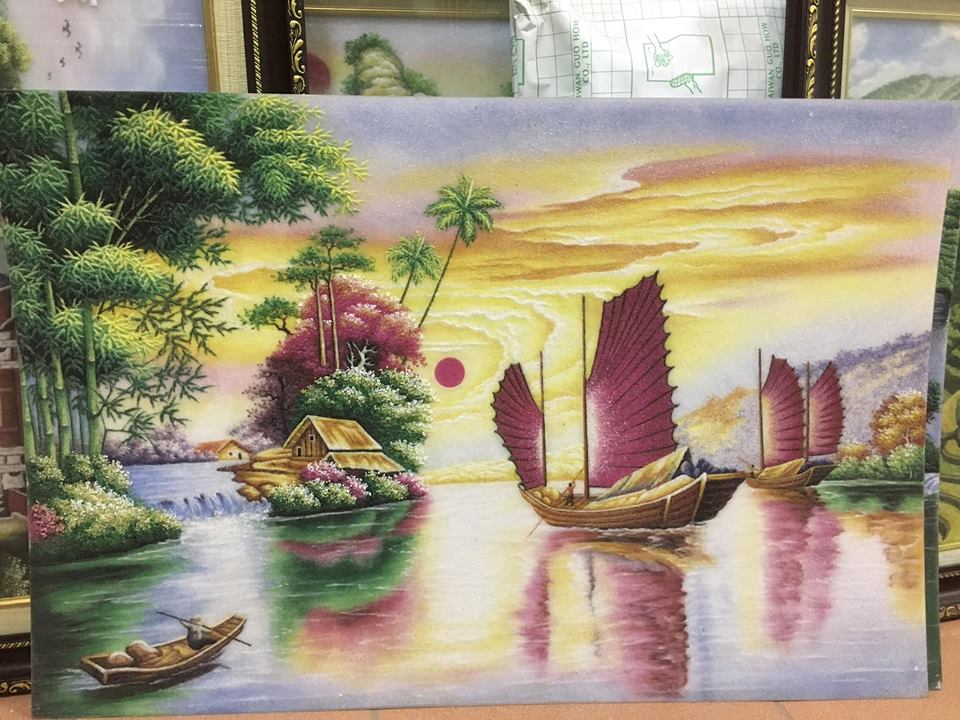 Tranh Đá Quý Cao Cấp Thuận buồm xuôi gió mẫu Phong Thủy - Hình ảnh chi tiết 3