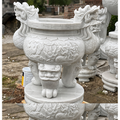 Lư hương chạm rồng đá cẩm thạch trắng - Xuân Ngọc Phát
