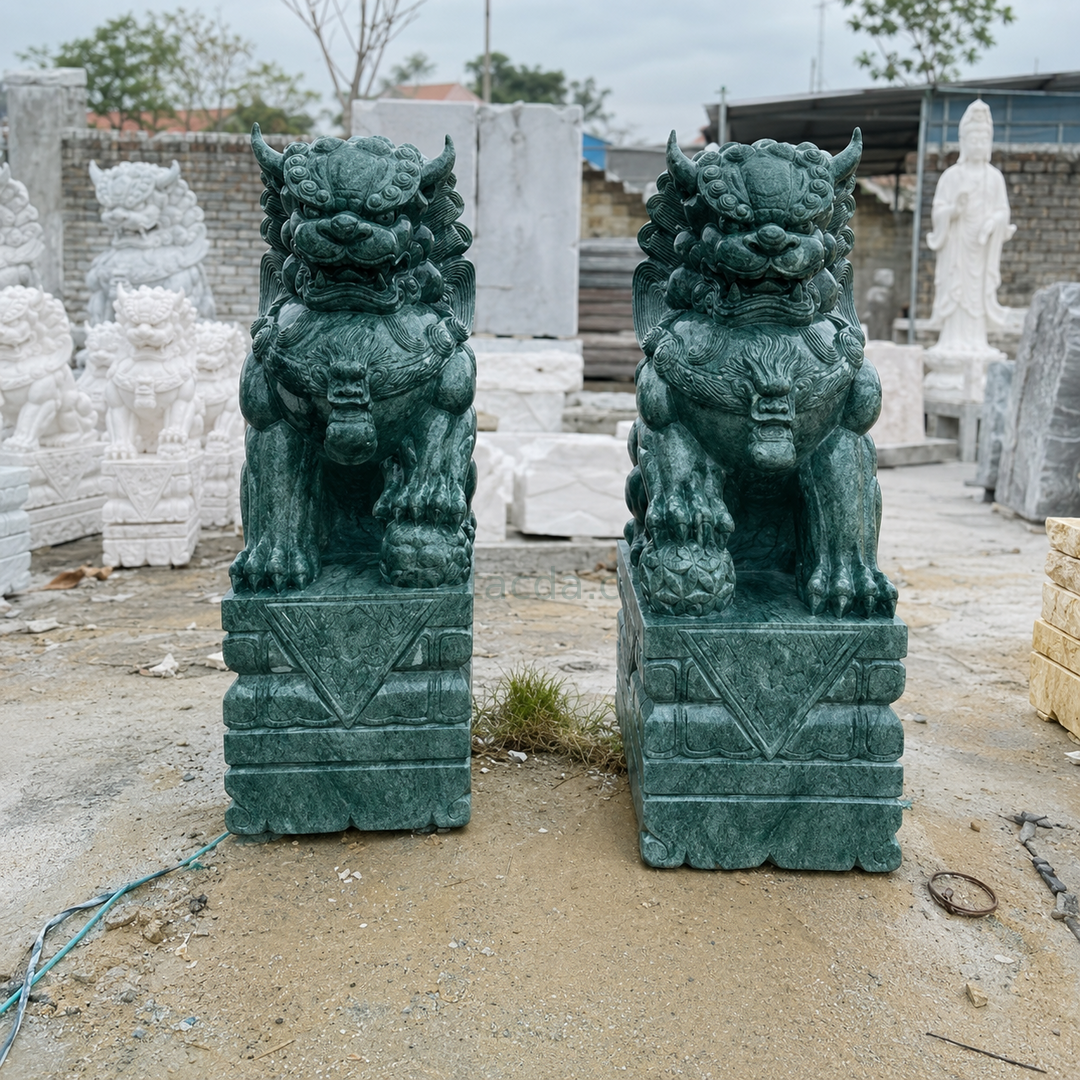 Cặp Tượng Kỳ Lân đá Xanh Ấn Độ - Xuân Ngọc Phát