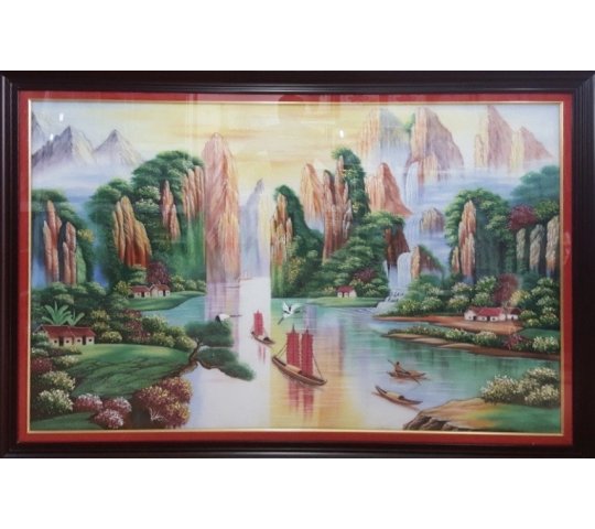 Tranh Đá Quý Sơn thủy hữu tình – Vẻ đẹp sơn thủy hữu tình, sang trọng và bình an - HTX. Tân Ngọc Phát