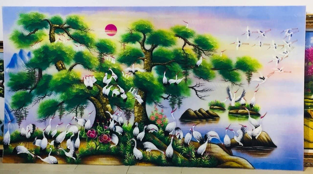 Tranh Đá Quý Cao Cấp Tùng Hạc Phú Quý Trường Sinh - Hình ảnh chi tiết 3
