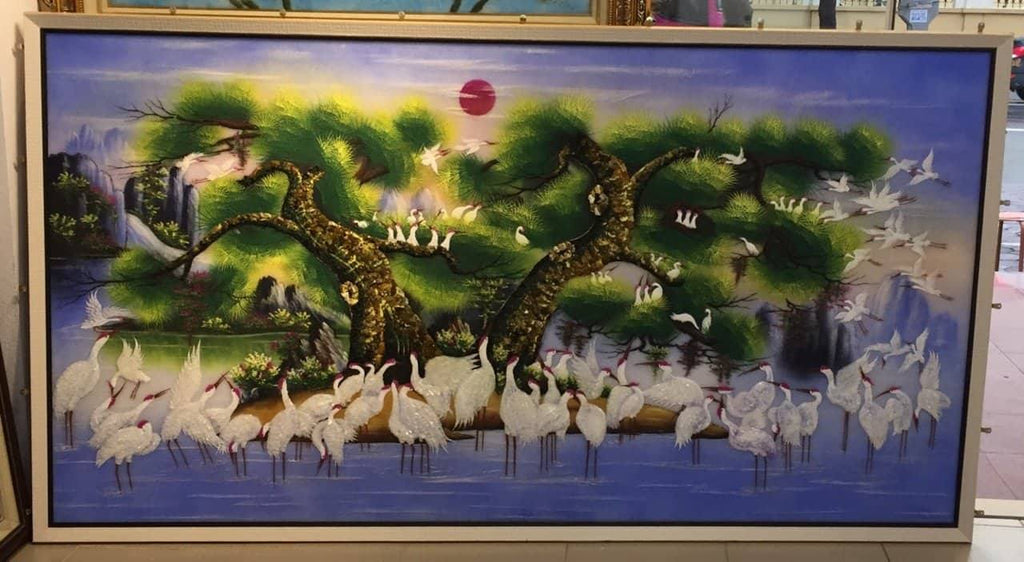 Tranh Đá Quý Cao Cấp Tùng Hạc Tổ Ấm - Hình ảnh chi tiết 3