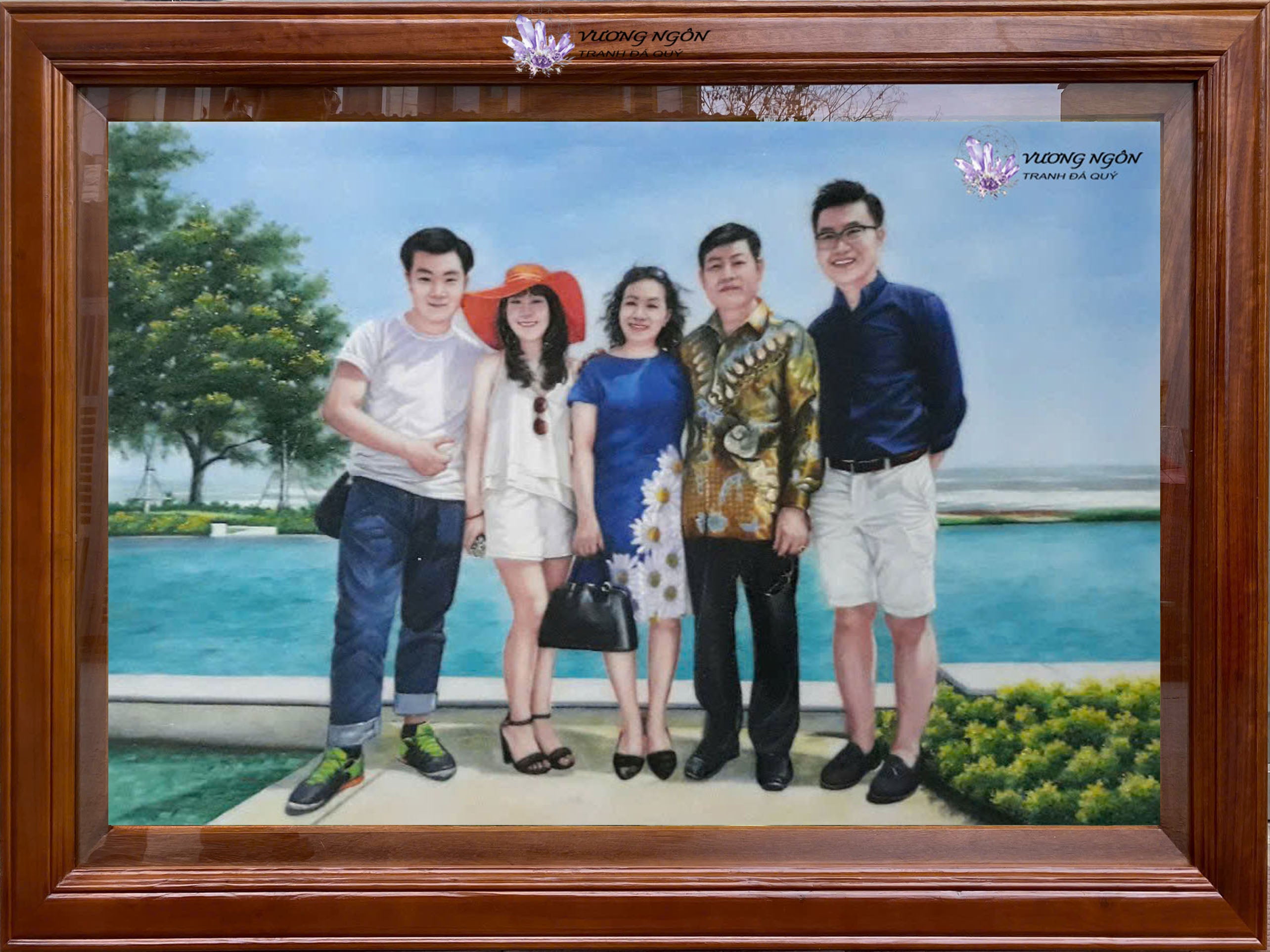 Tranh Đá Quý chân dung gia đình – ảnh sản phẩm 1 – Xuân Ngọc Phát