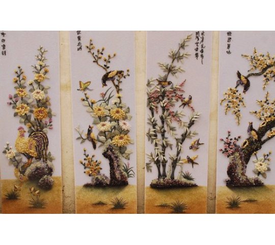 Tranh Đá Quý Tứ Quý Phong Thủy – Bốn mùa bình an, sung túc và bền vững chế tác từ đá quý tự nhiên Lục Yên
