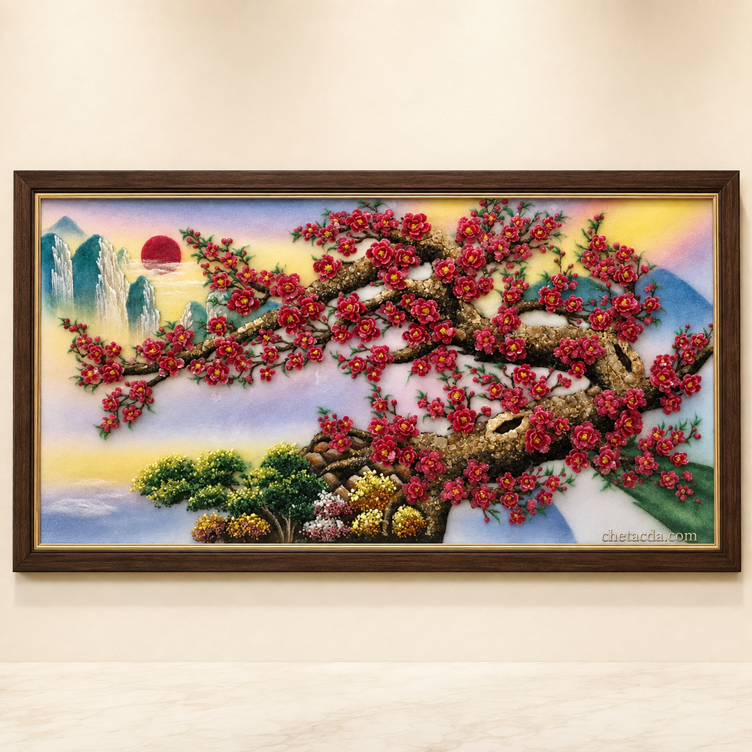 Tranh Đá Quý Cao Cấp Đào Dáng Long 3D TPC 066 - Tranh đá quý cao cấp Lục Yên