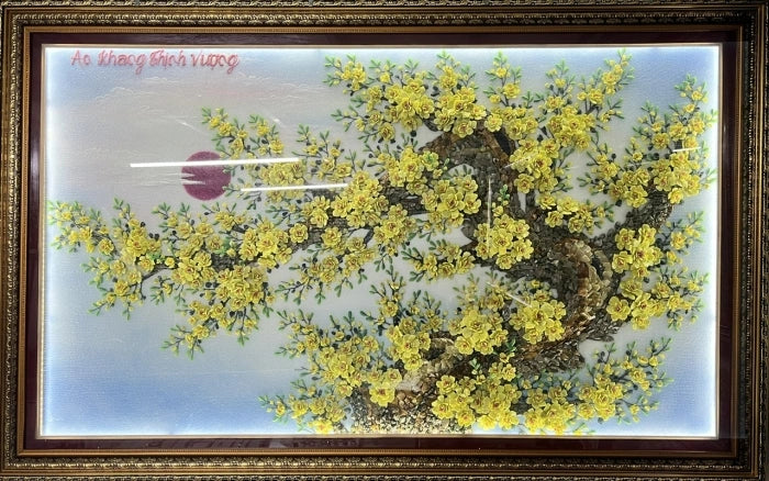 Tranh Đá Quý Hoa Mai Vàng Phong Thủy – Cát tường, thịnh vượng và khởi sắc chế tác từ đá quý tự nhiên Lục Yên