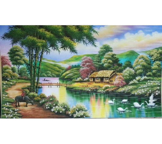 Tranh Đá Quý Lũy tre làng – Vẻ đẹp quê hương yên bình và ấm áp - HTX. Tân Ngọc Phát