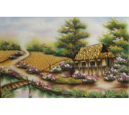 Tranh Đá Quý Nhà sàn – Vẻ đẹp sơn thủy hữu tình, sang trọng và bình an - HTX. Tân Ngọc Phát