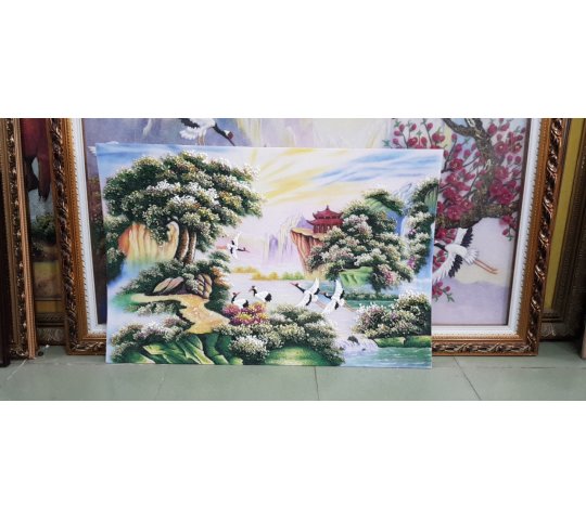 Tranh Đá Quý Tranh tùng hạc 03 – Biểu tượng trường thọ, bình an và phúc lộc - HTX. Tân Ngọc Phát