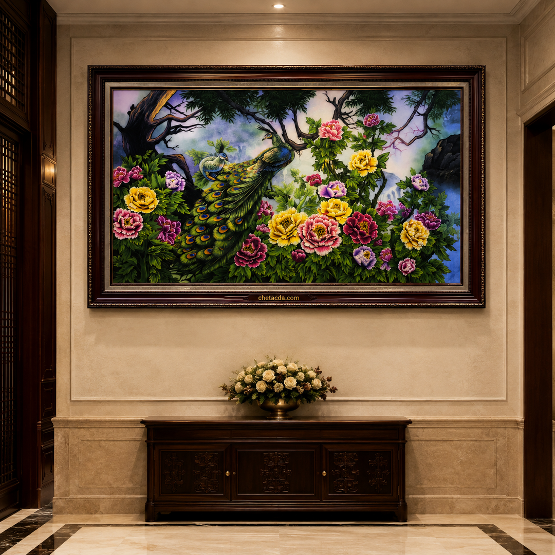 Tranh Đá Quý Phú Quý Mãn Đường TPC 061 tại sảnh nhà hàng kinh điển 1080x1080