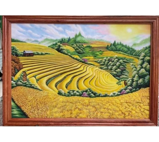 Tranh Đá Quý Ruộng bậc thang 02 – Vẻ đẹp quê hương yên bình và ấm áp - HTX. Tân Ngọc Phát