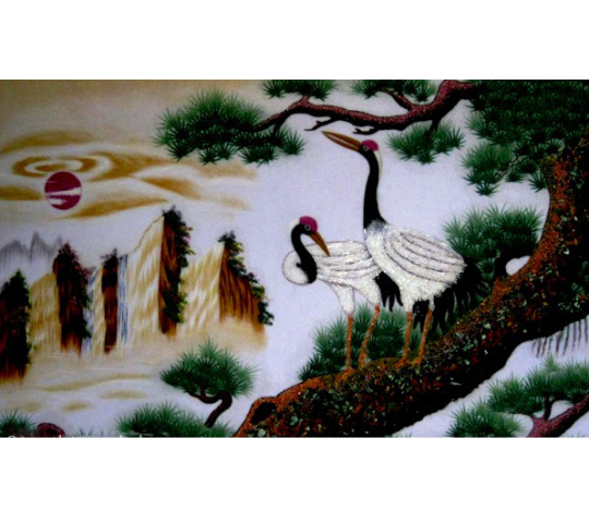 Tranh Đá Quý Song hạc – Biểu tượng trường thọ, bình an và phúc lộc - HTX. Tân Ngọc Phát