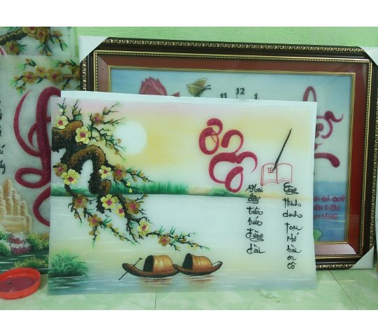 Tranh Đá Quý Tranh phong cảnh tặng thầy cô Phong Thủy – Vẻ đẹp sơn thủy hữu tình - HTX. Tân Ngọc Phát