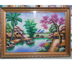 Tranh Đá Quý Tranh phong cảnh làng quê Việt – Vẻ đẹp quê hương yên bình và ấm áp - HTX. Tân Ngọc Phát