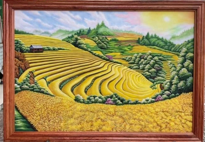 Tranh Đá Quý Ruộng bậc thang 02 – Vẻ đẹp quê hương yên bình và ấm áp - HTX. Tân Ngọc Phát