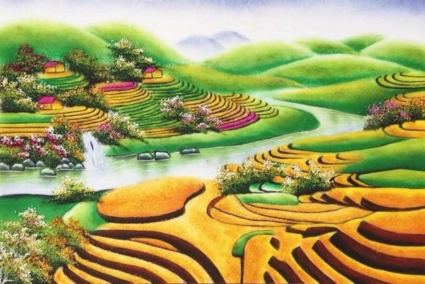 Tranh Đá Quý Ruộng bậc thang – Vẻ đẹp quê hương yên bình và ấm áp - HTX. Tân Ngọc Phát