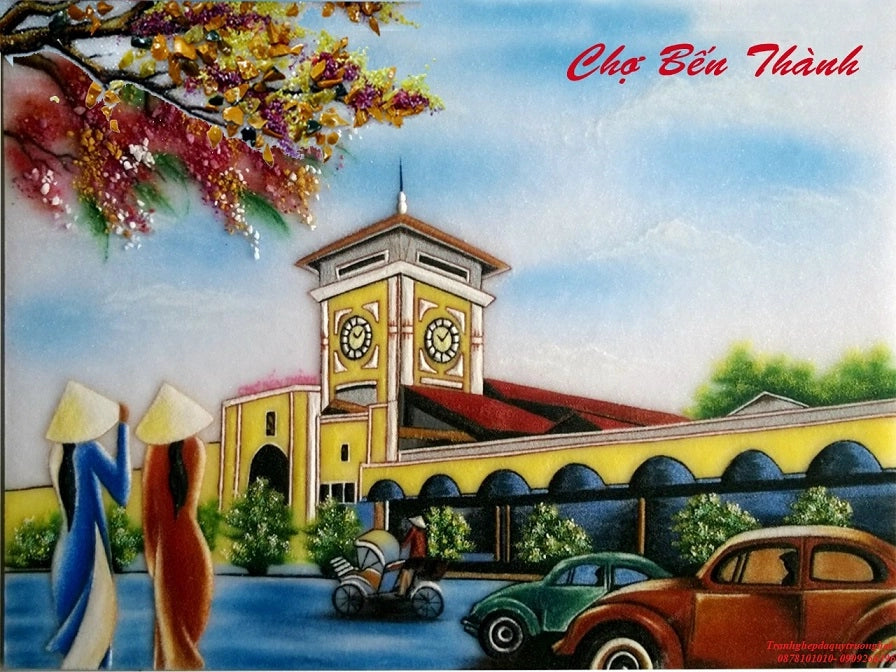 Tranh Đá Quý Chợ bến thành – ảnh sản phẩm 2 – Xuân Ngọc Phát