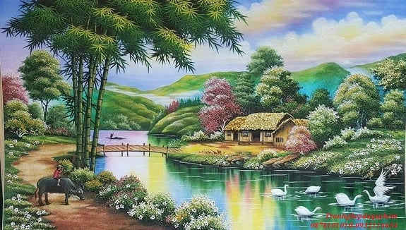 Tranh Đá Quý Phong cảnh làng quê – Vẻ đẹp quê hương yên bình và ấm áp - HTX. Tân Ngọc Phát