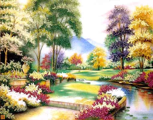 Tranh Đá Quý Phong cảnh đẹp 02 – Vẻ đẹp sơn thủy hữu tình, sang trọng và bình an - HTX. Tân Ngọc Phát