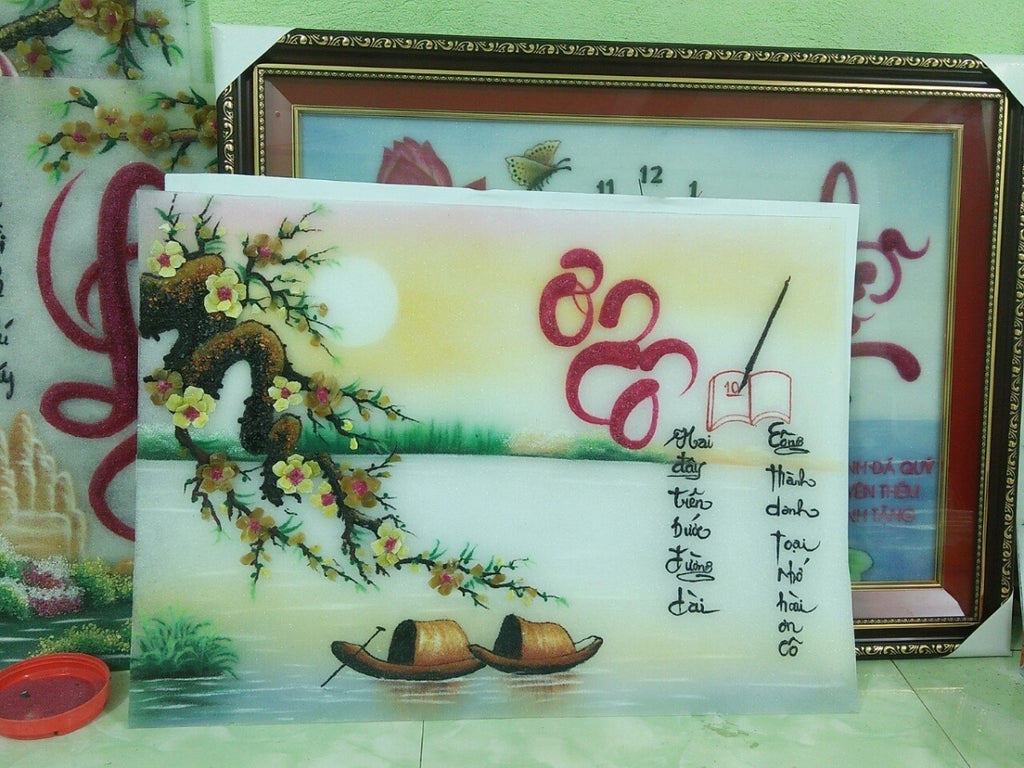 Tranh Đá Quý Tranh phong cảnh tặng thầy cô Phong Thủy – Vẻ đẹp sơn thủy hữu tình - HTX. Tân Ngọc Phát