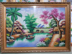Tranh Đá Quý Tranh phong cảnh làng quê Việt – Vẻ đẹp quê hương yên bình và ấm áp - HTX. Tân Ngọc Phát