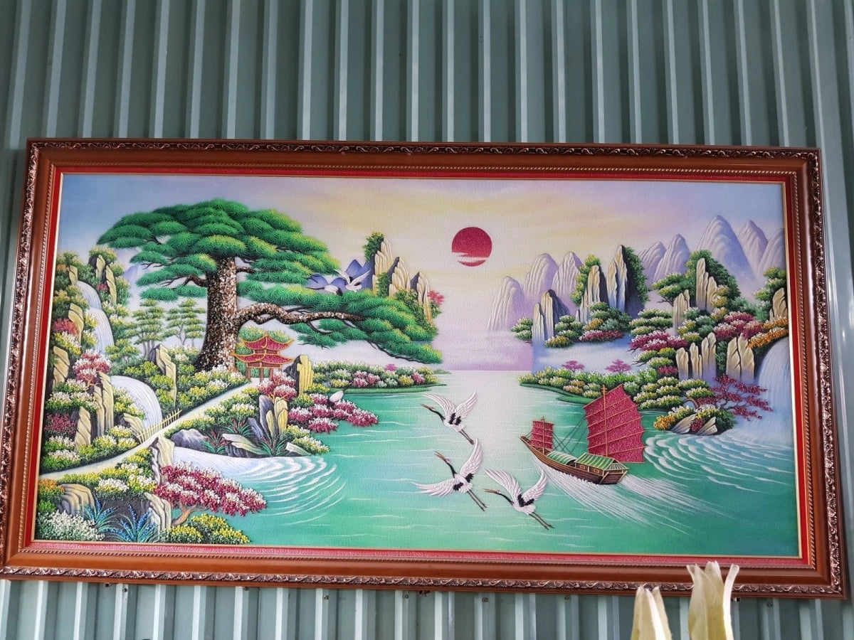 Tranh Đá Quý Thuận buồm xuôi gió 03 Phong Thủy – Biểu tượng hanh thông - HTX. Tân Ngọc Phát