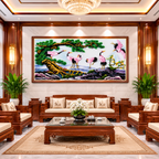 Tranh Đá Quý Cao Cấp Tùng Hạc Phong Thủy – Mẫu 01 - Hình ảnh chi tiết 2