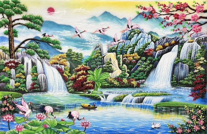 Tranh Đá Quý Tùng Hạc Nghênh Khách Phong Thủy - HTX. Tân Ngọc Phát