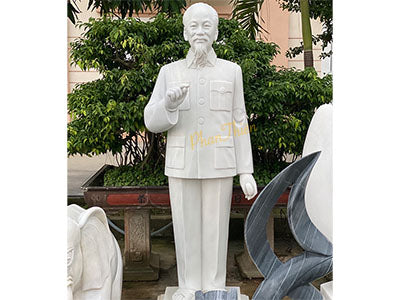 Tượng Bác Hồ đá Cẩm Thạch Trắng - Cao 200cm - Dành cho Không Gian Tâm Linh - Tân Ngọc Phát
