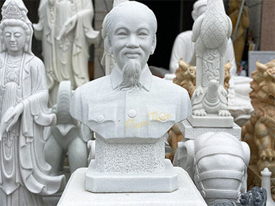 Tượng Chân Dung Bác Hồ đá Cẩm Thạch Trắng - Cao 60cm - Mẫu Đẹp Cao Cấp - Tân Ngọc Phát