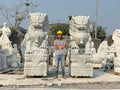 Tượng Kỳ Lân bằng đá Tự Nhiên Cao 2,32m - Cẩm Thạch - Trắng Trong Xanh - Cao 232cm - Mẫu Đẹp Cao Cấp - Tân Ngọc Phát