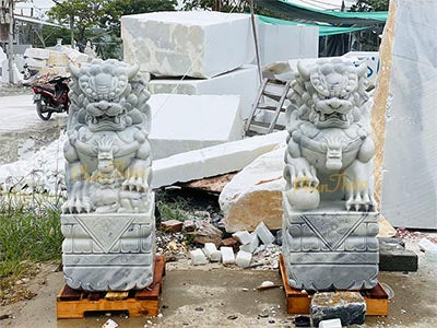 Tượng Kỳ Lân đá Cẩm Thạch Trắng Mịn - Cao 120cm - Chế Tác Tinh Xảo - Tân Ngọc Phát