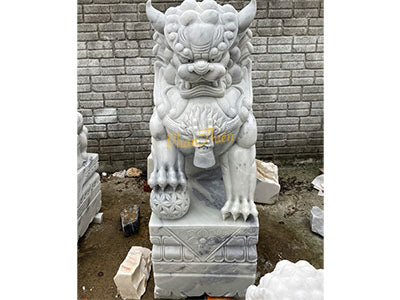 Tượng Kỳ Lân đá Cẩm Thạch Trắng Xám - Cao 155cm - đá Tự Nhiên Nguyên Khối - Tân Ngọc Phát