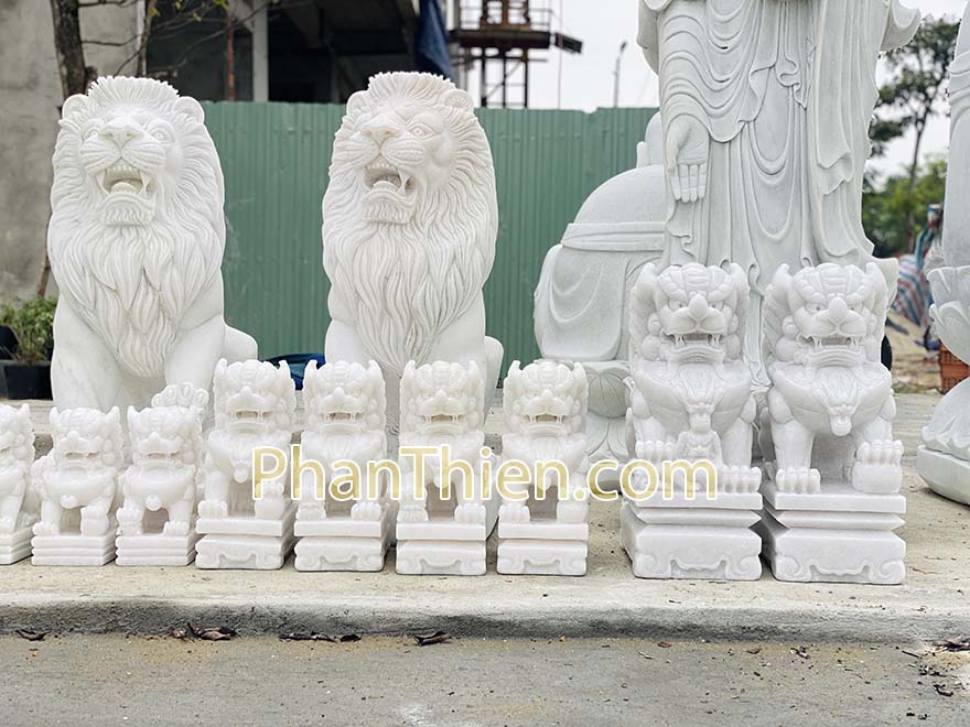 Tượng Kỳ Lân đá Nhỏ (từ 10 - 60cm) Giá Rẻ - Cẩm Thạch - Trắng - Cao 30cm - Mẫu Đẹp Cao Cấp - Tân Ngọc Phát