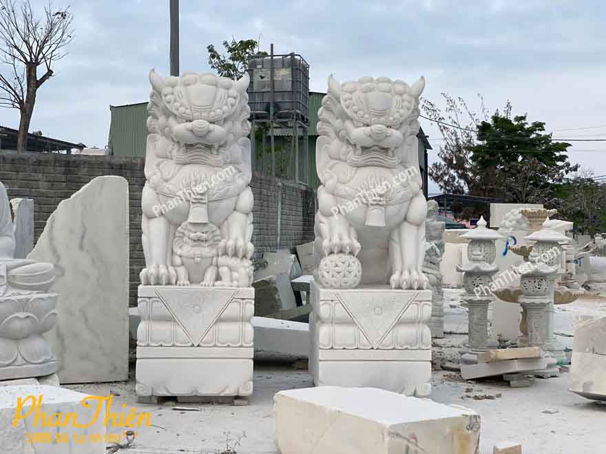 Tượng Kỳ Lân đá Trắng Non Nước - Cẩm Thạch - Cao 235cm - Điêu Khắc Thủ Công - Tân Ngọc Phát