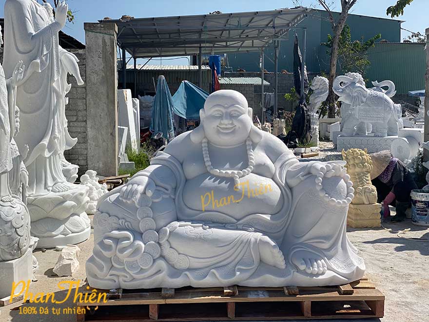 Tượng Phật Di Lặc Đá Trắng 180cm - Tân Ngọc Phát Lục Yên