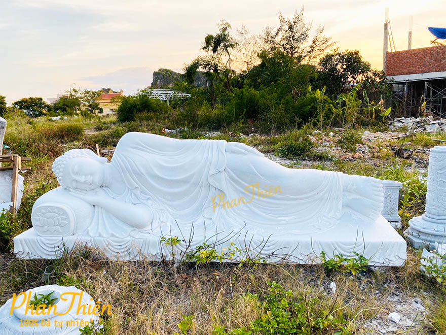 Tượng Phật Nằm (Phật Nhập Niết Bàn) Đá Cẩm Thạch Trắng - Cẩm Thạch - Tân Ngọc Phát