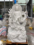 Tượng Phật Quan Âm Cưỡi Rồng Đá Trắng Non Nước (QA-37) – Tân Ngọc Phát, Lục Yên Yên Bái
