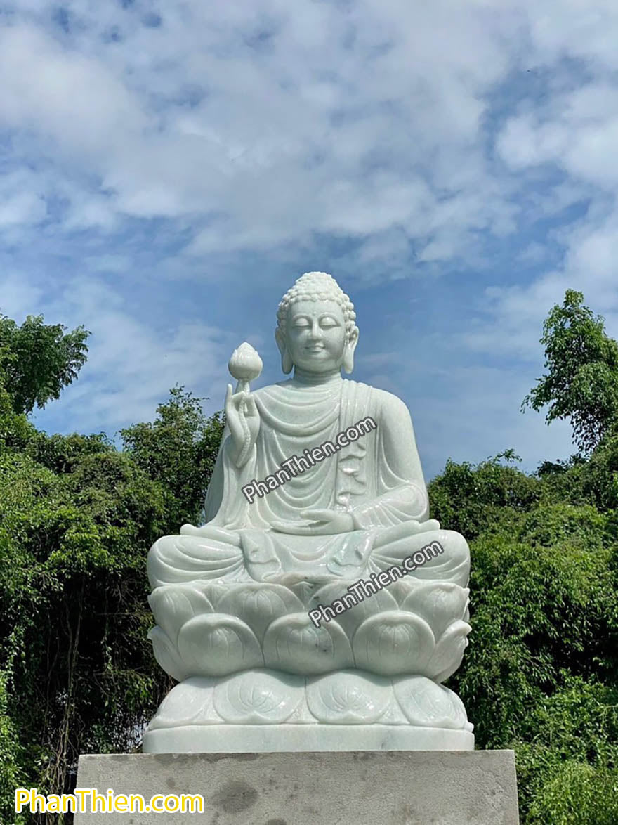 Tượng Phật Thích Ca Niêm Hoa Vi Tiếu Bằng Đá - Cẩm Thạch - Tân Ngọc Phát