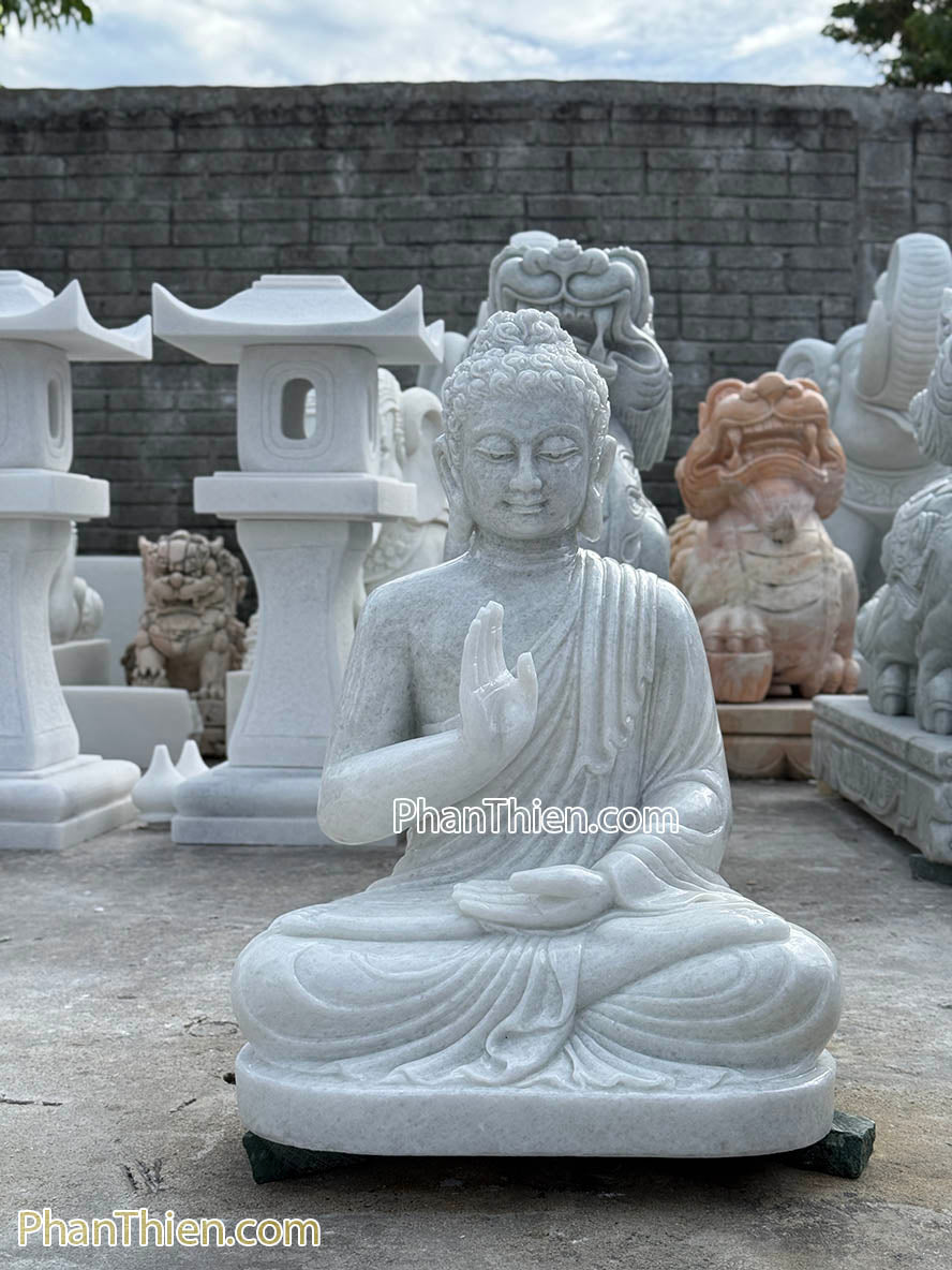 Tượng Phật Thích Ca Bằng Đá Tự Nhiên - Cẩm Thạch - Tân Ngọc Phát