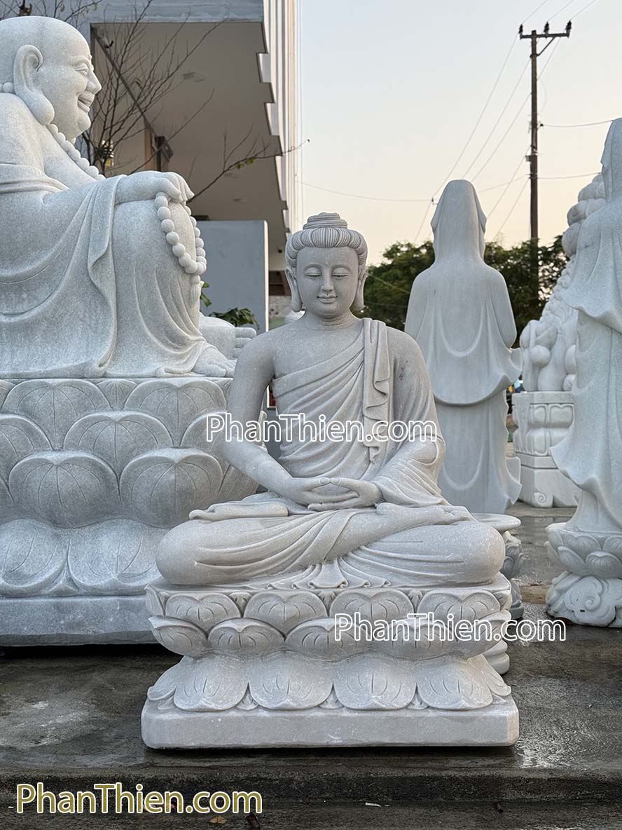 Tượng Phật Thích Ca Bằng Đá xám nhẹ - Cẩm Thạch - Tân Ngọc Phát