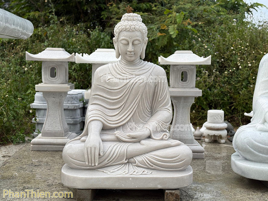 Tượng Phật Thích Ca Bằng Đá xám Tự Nhiên đẹp - Cẩm Thạch - Tân Ngọc Phát
