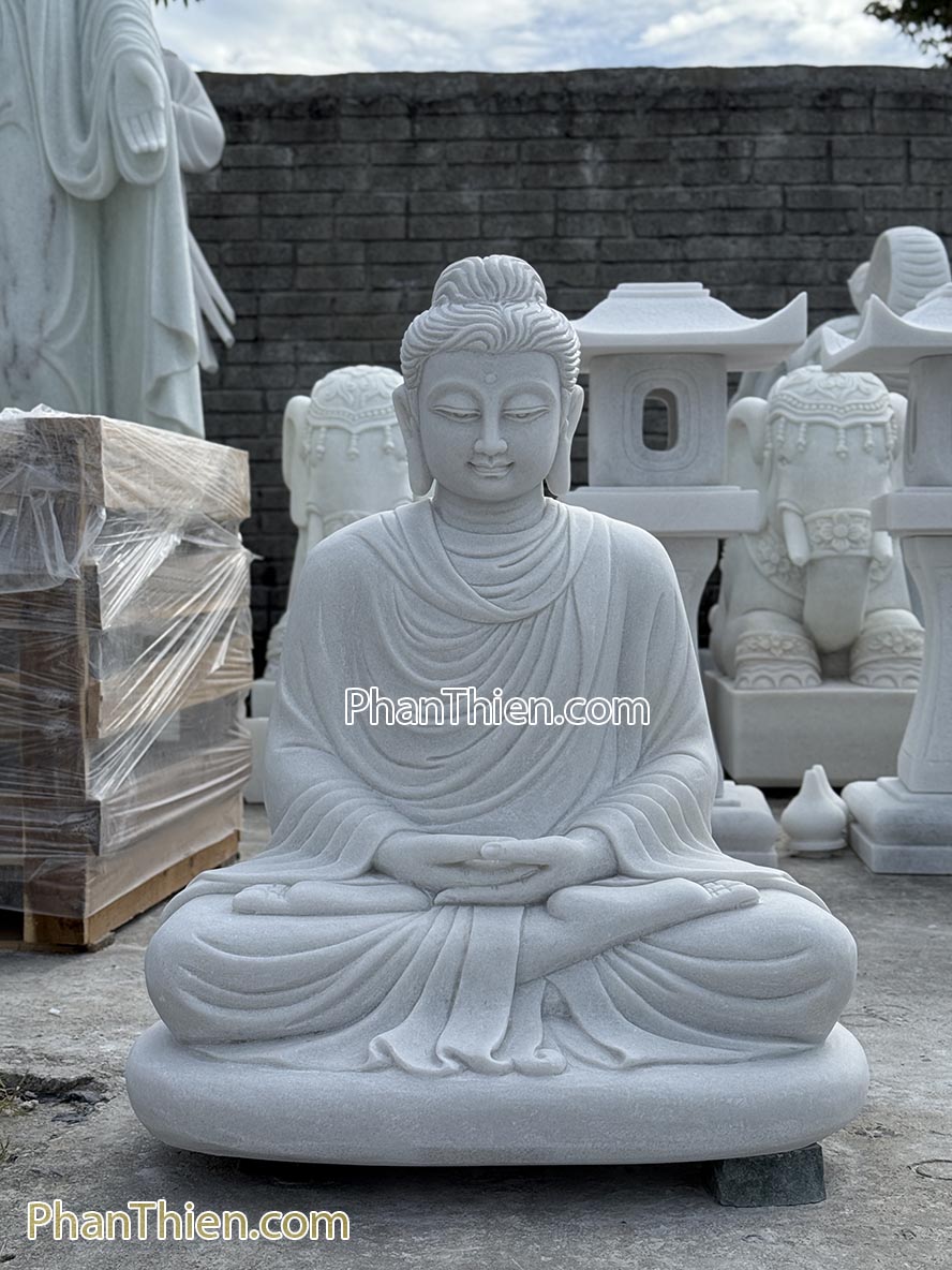 Tượng Phật Thích Ca Bằng Đá trắng đẹp - Cẩm Thạch - Tân Ngọc Phát