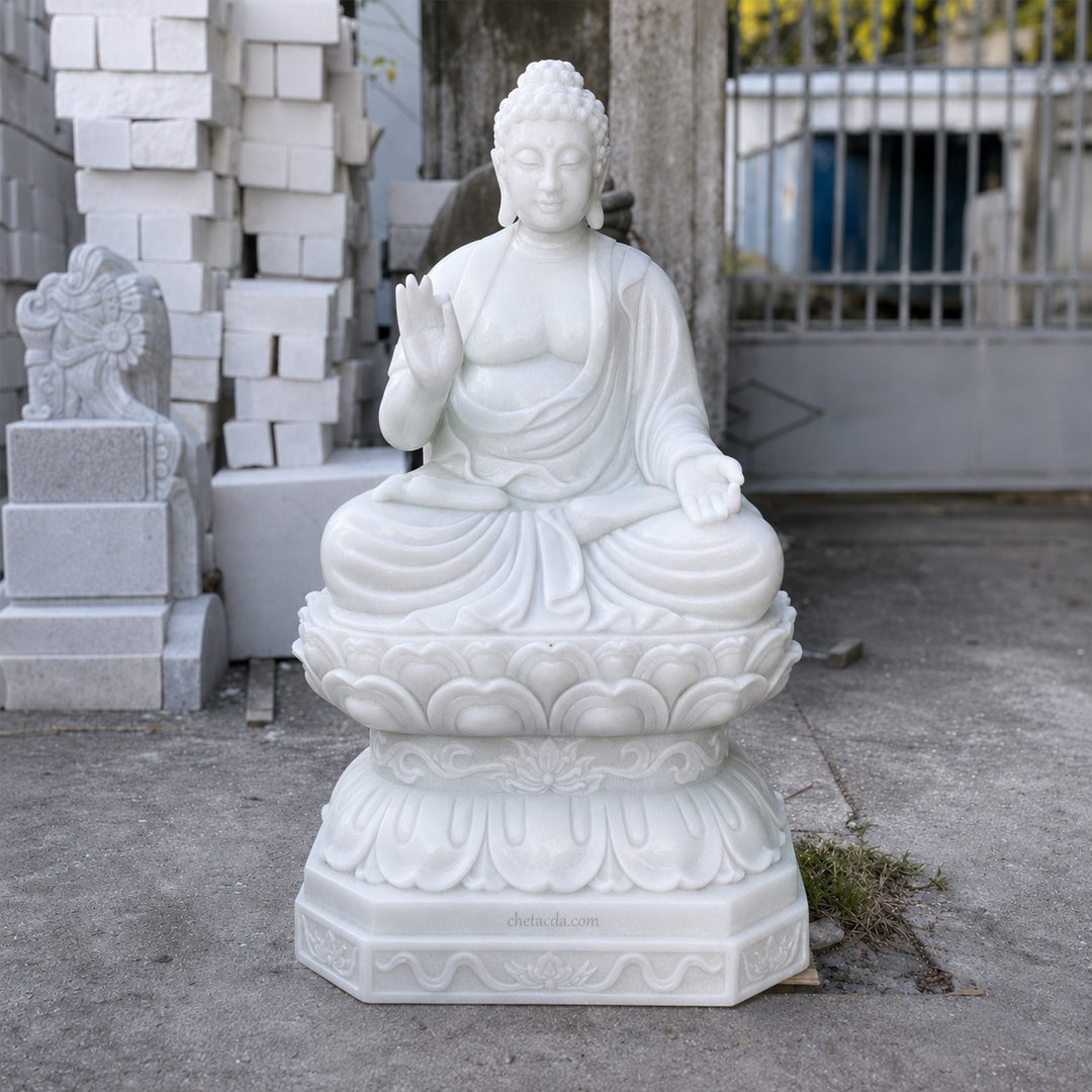 Tượng Phật Thích Ca bằng đá trắng trong xanh – Xuân Ngọc Phát