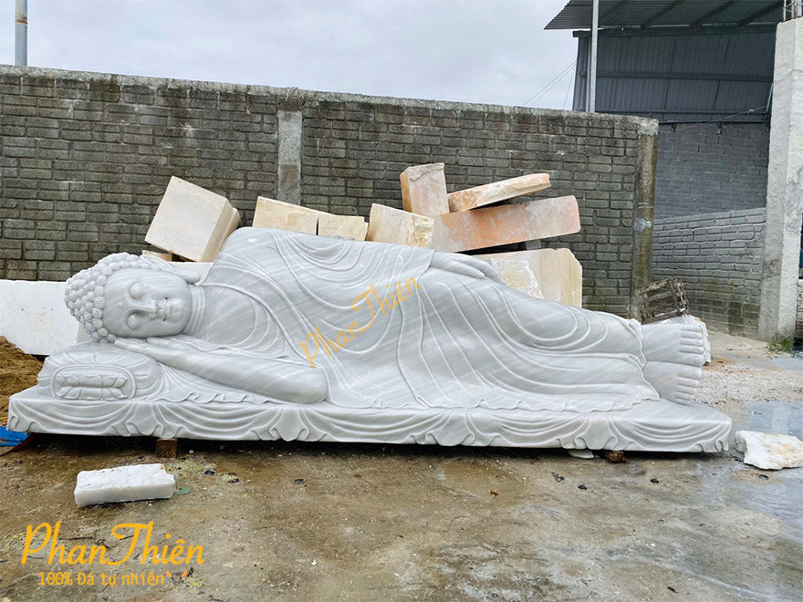 Tượng Phật Thích Ca Nằm Đá Cẩm Thạch Trắng - Cẩm Thạch - Tân Ngọc Phát