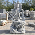 Tượng Phật Quan Âm Cưỡi Rồng Đá Trắng Xanh QA-39 – Xuân Ngọc Phát