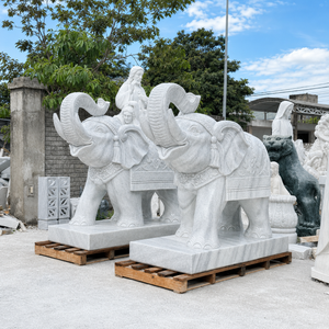 Tượng Voi đá cẩm thạch 190cm - Trắng trong xanh - Linh Vật Phong Thủy Chiêu Tài
